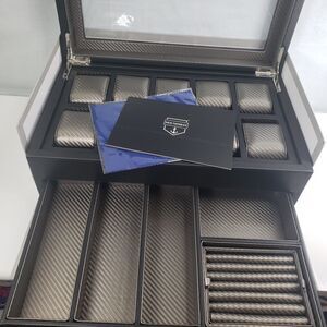 Houndsbay Yachtsman Vegan Leather Watch Jewelry Case 10 Slots With Pull Out Draw